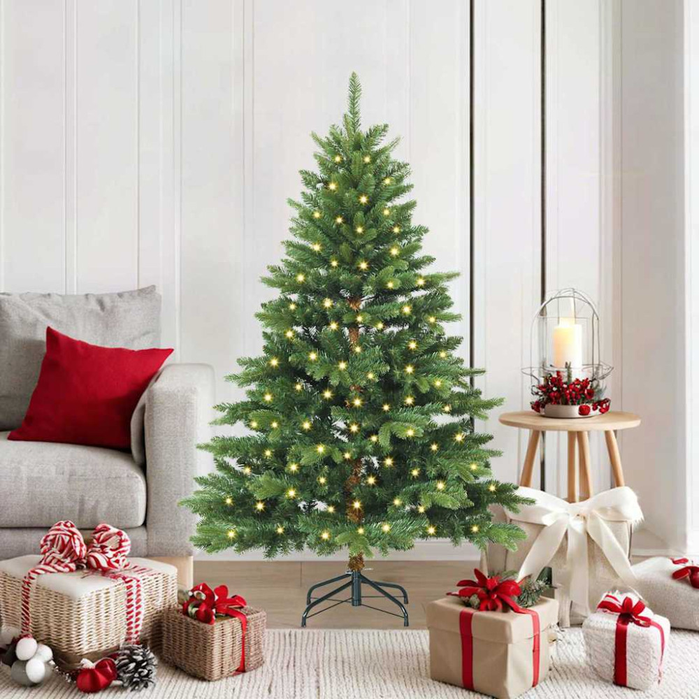 Produktbild för Konstgjord julgran med 150 LED-lampor Grön 150 cm PE och PVC