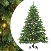 Produktbild för Konstgjord julgran med 150 LED-lampor Grön 150 cm PE och PVC
