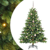 Produktbild för Konstgjord julgran med 150 LED-lampor Grön 150 cm PE och PVC
