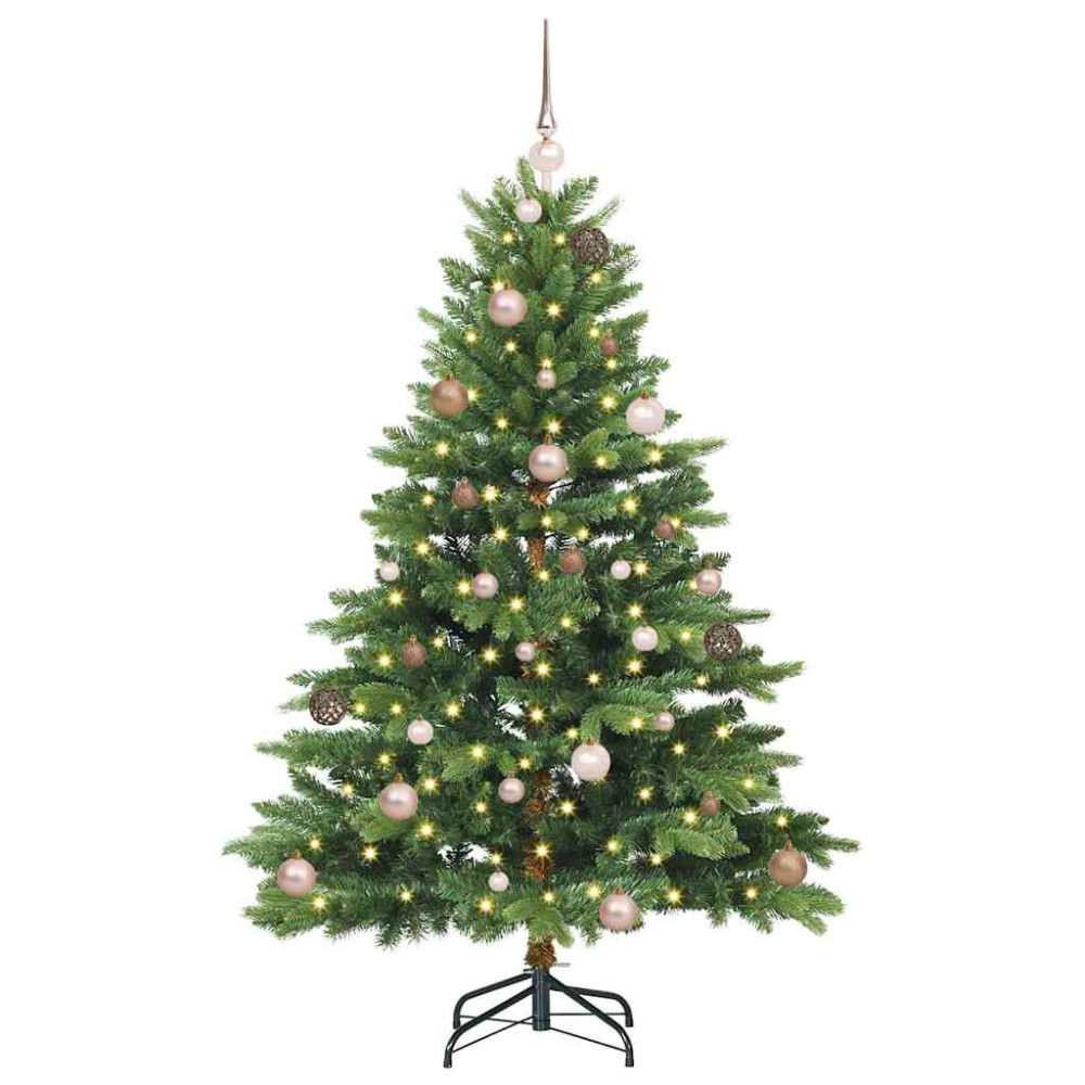 Produktbild för Konstgjord julgran med 150 LED-lampor Grön 150 cm PE och PVC