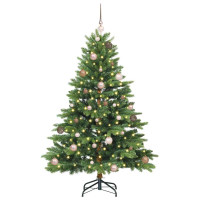 Produktbild för Konstgjord julgran med 150 LED-lampor Grön 150 cm PE och PVC
