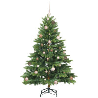 Produktbild för Konstgjord julgran med 150 LED-lampor Grön 150 cm PE och PVC