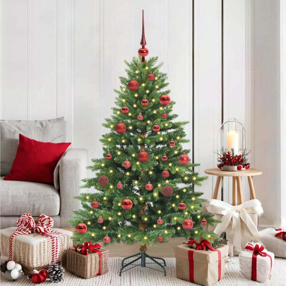 Produktbild för Konstgjord julgran med 150 LED-lampor Grön 150 cm PE och PVC