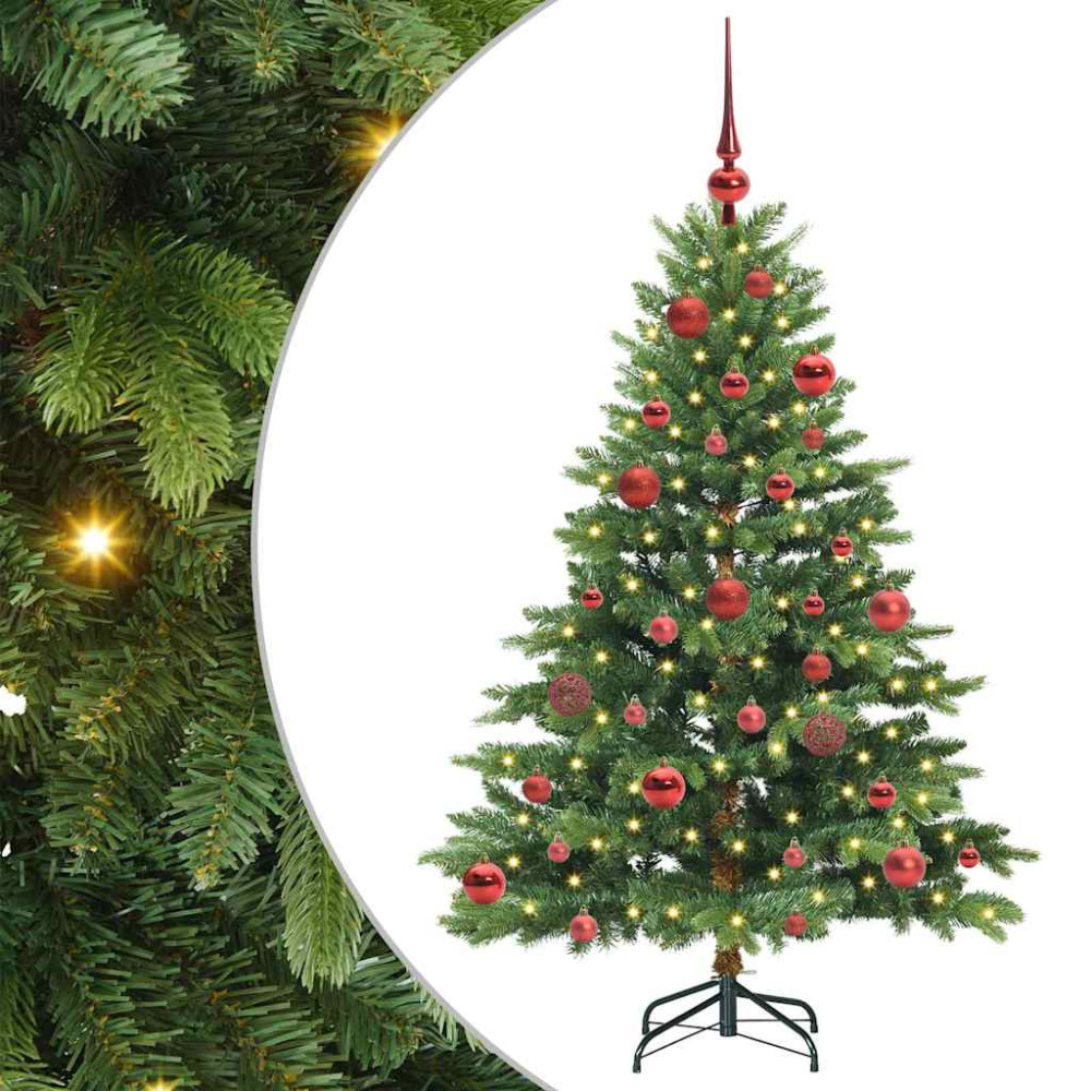 Produktbild för Konstgjord julgran med 150 LED-lampor Grön 150 cm PE och PVC