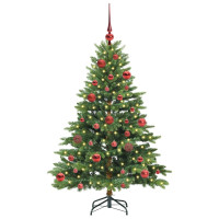 Produktbild för Konstgjord julgran med 150 LED-lampor Grön 150 cm PE och PVC