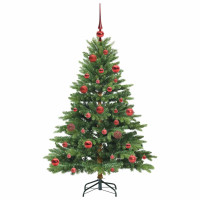 Produktbild för Konstgjord julgran med 150 LED-lampor Grön 150 cm PE och PVC