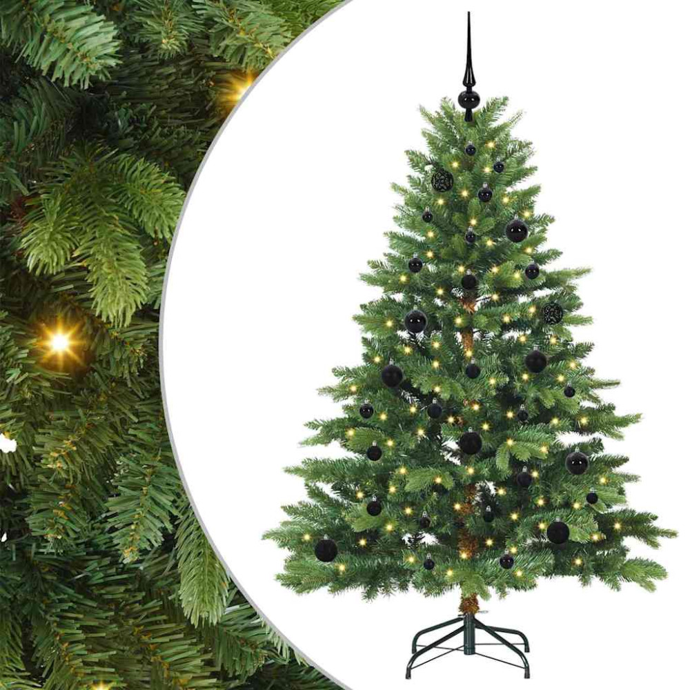 Produktbild för Konstgjord julgran med 150 LED-lampor Grön 150 cm PE och PVC