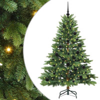 Produktbild för Konstgjord julgran med 150 LED-lampor Grön 150 cm PE och PVC