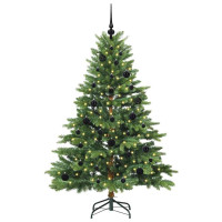 Produktbild för Konstgjord julgran med 150 LED-lampor Grön 150 cm PE och PVC