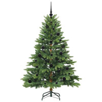 Produktbild för Konstgjord julgran med 150 LED-lampor Grön 150 cm PE och PVC