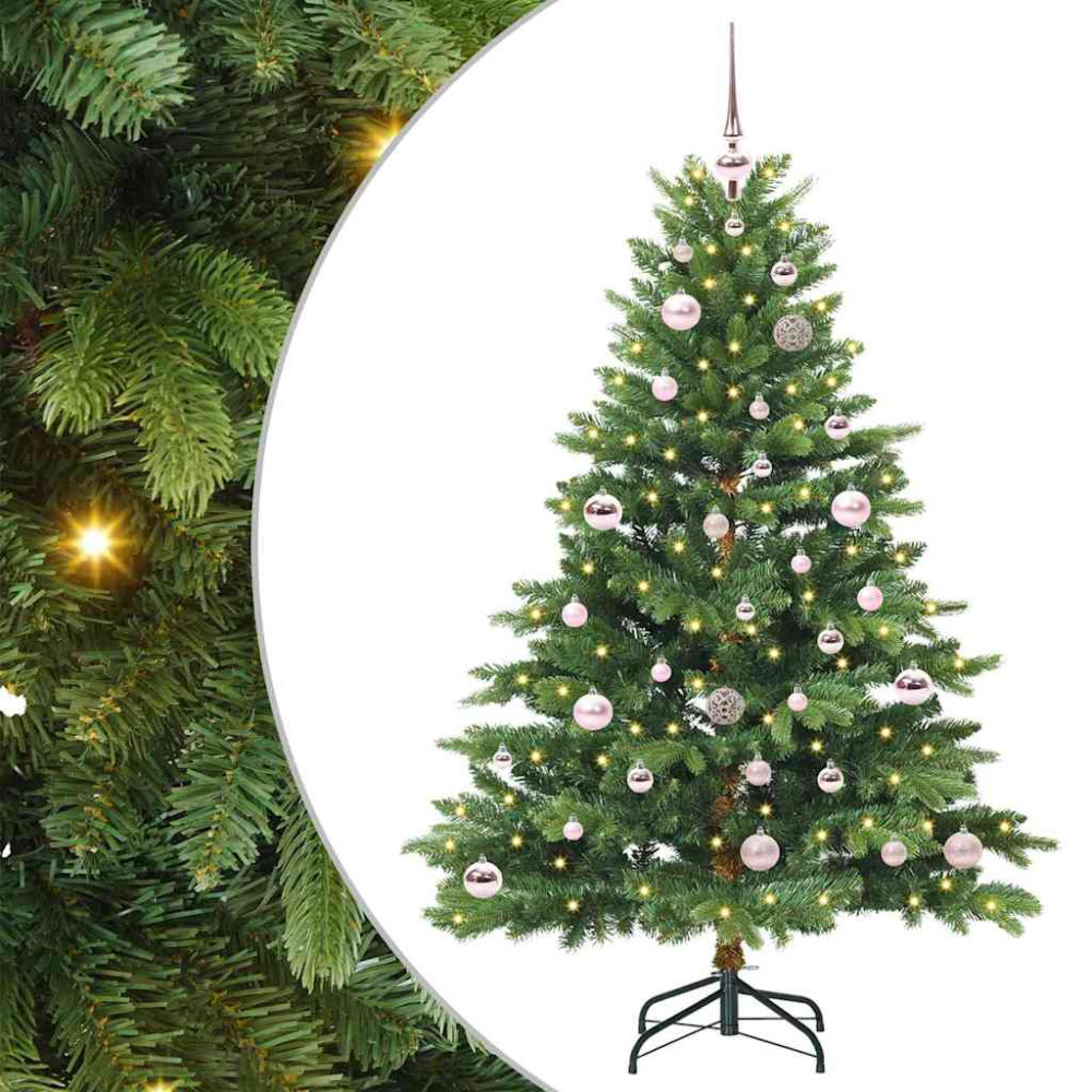 Produktbild för Konstgjord julgran med 150 LED-lampor Grön 150 cm PE och PVC