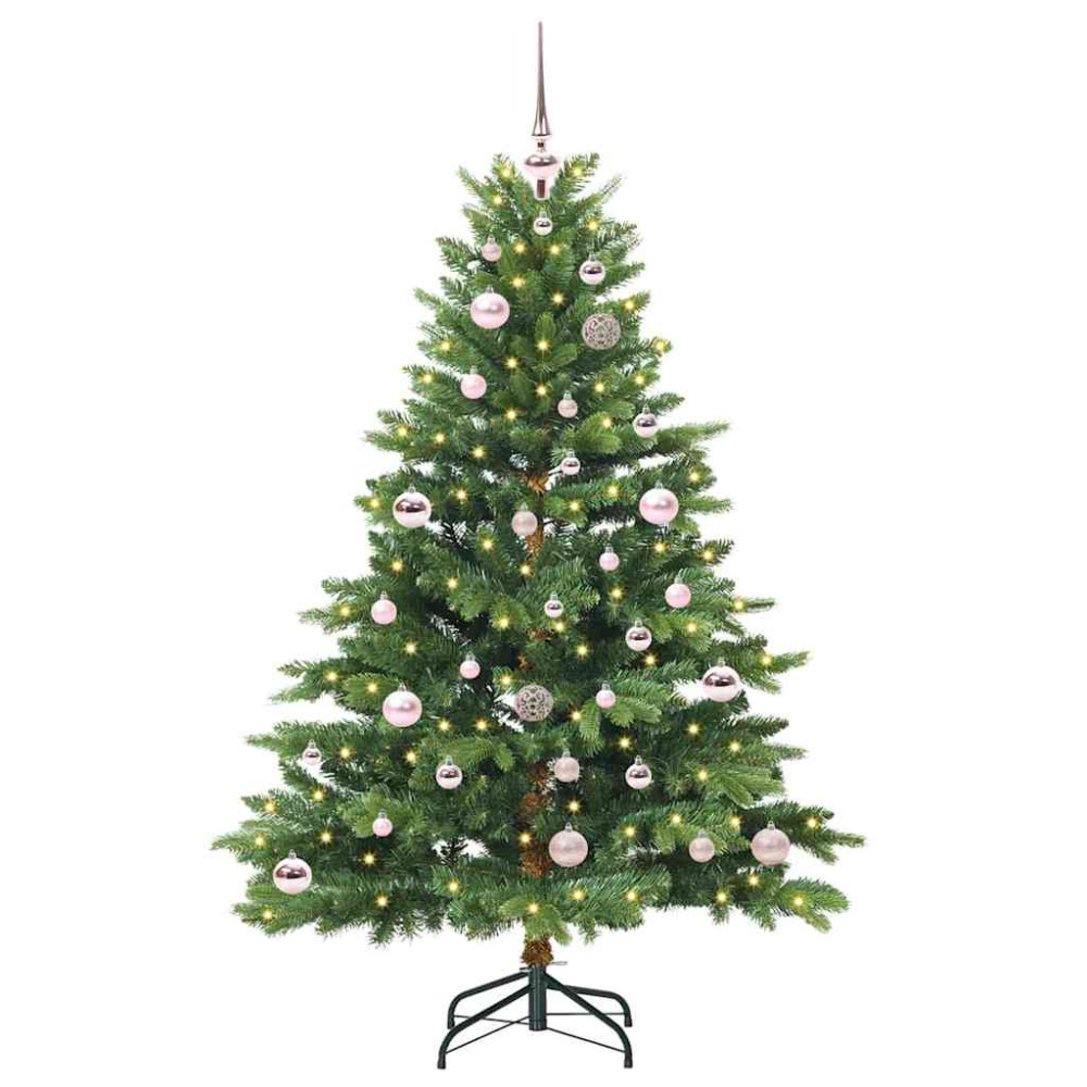 Produktbild för Konstgjord julgran med 150 LED-lampor Grön 150 cm PE och PVC