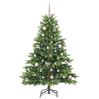 Produktbild för Konstgjord julgran med 150 LED-lampor Grön 150 cm PE och PVC