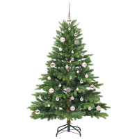 Produktbild för Konstgjord julgran med 150 LED-lampor Grön 150 cm PE och PVC