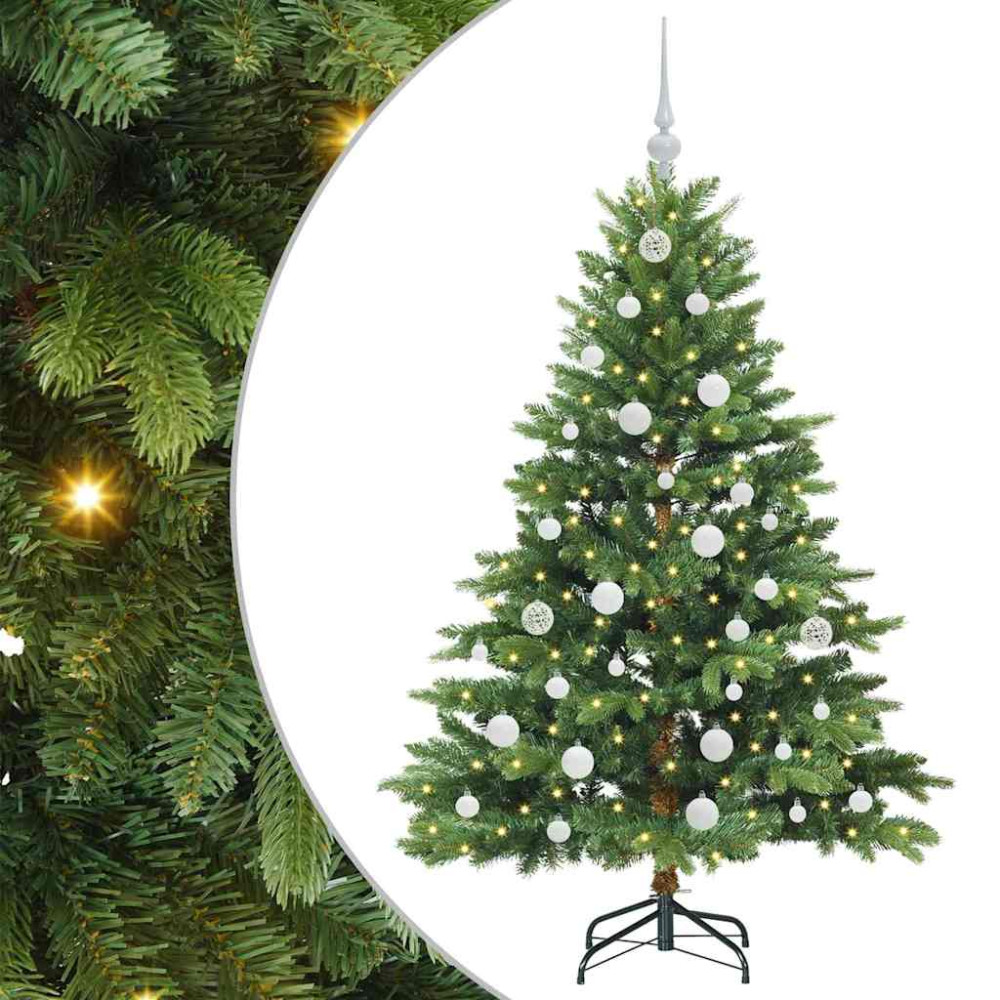 Produktbild för Konstgjord julgran med 150 LED-lampor Grön 150 cm PE och PVC