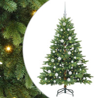 Produktbild för Konstgjord julgran med 150 LED-lampor Grön 150 cm PE och PVC