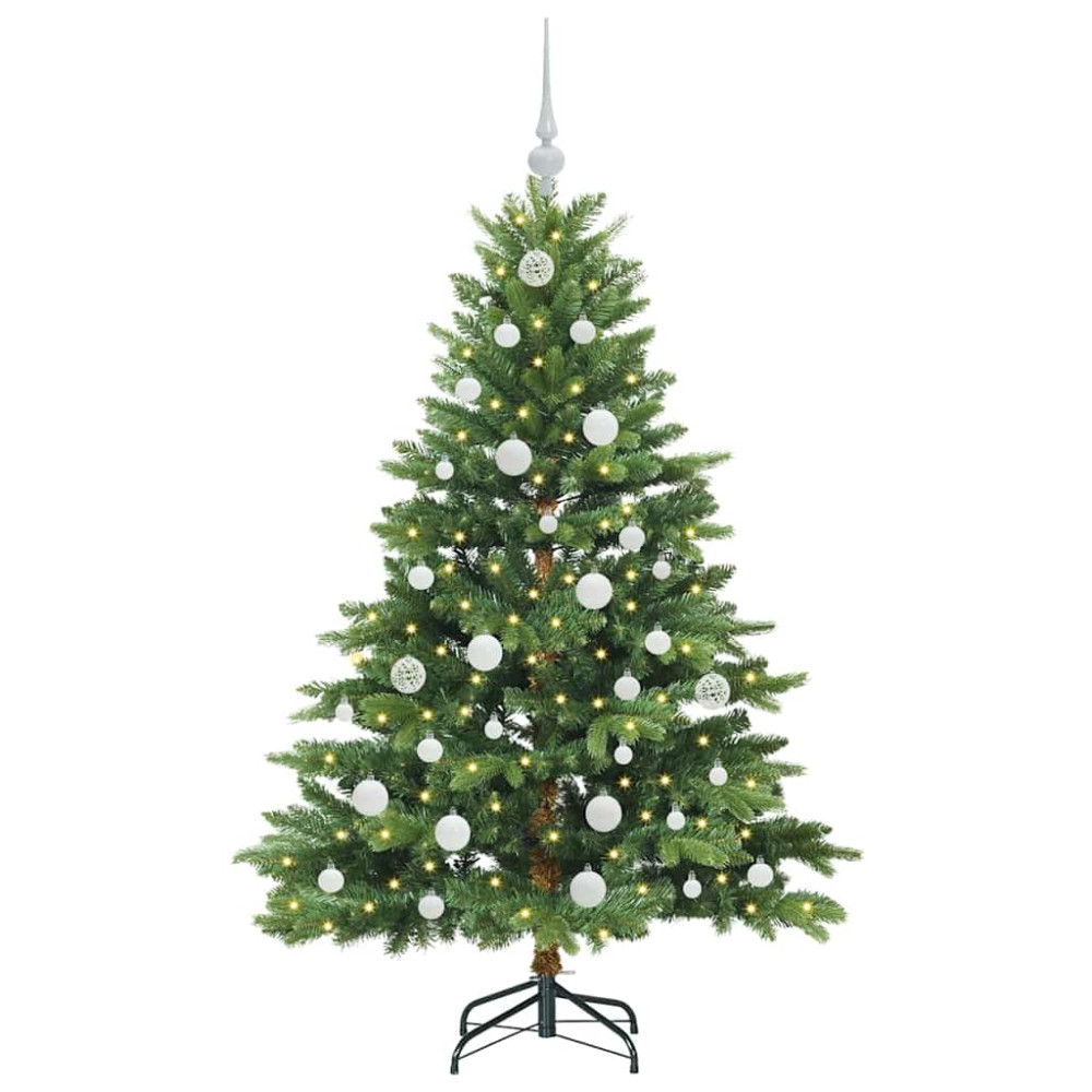 Produktbild för Konstgjord julgran med 150 LED-lampor Grön 150 cm PE och PVC