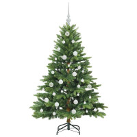 Produktbild för Konstgjord julgran med 150 LED-lampor Grön 150 cm PE och PVC