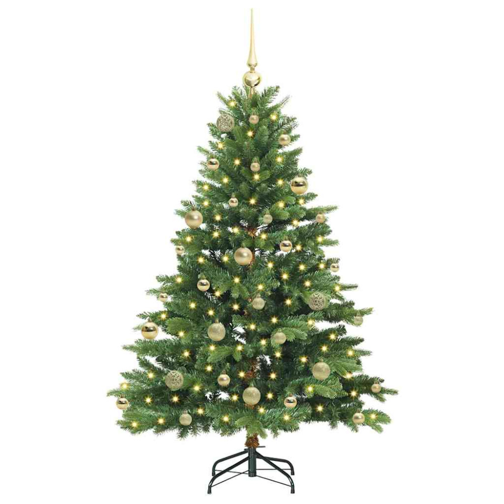 Produktbild för Konstgjord julgran med 150 LED-lampor Grön 150 cm PE och PVC
