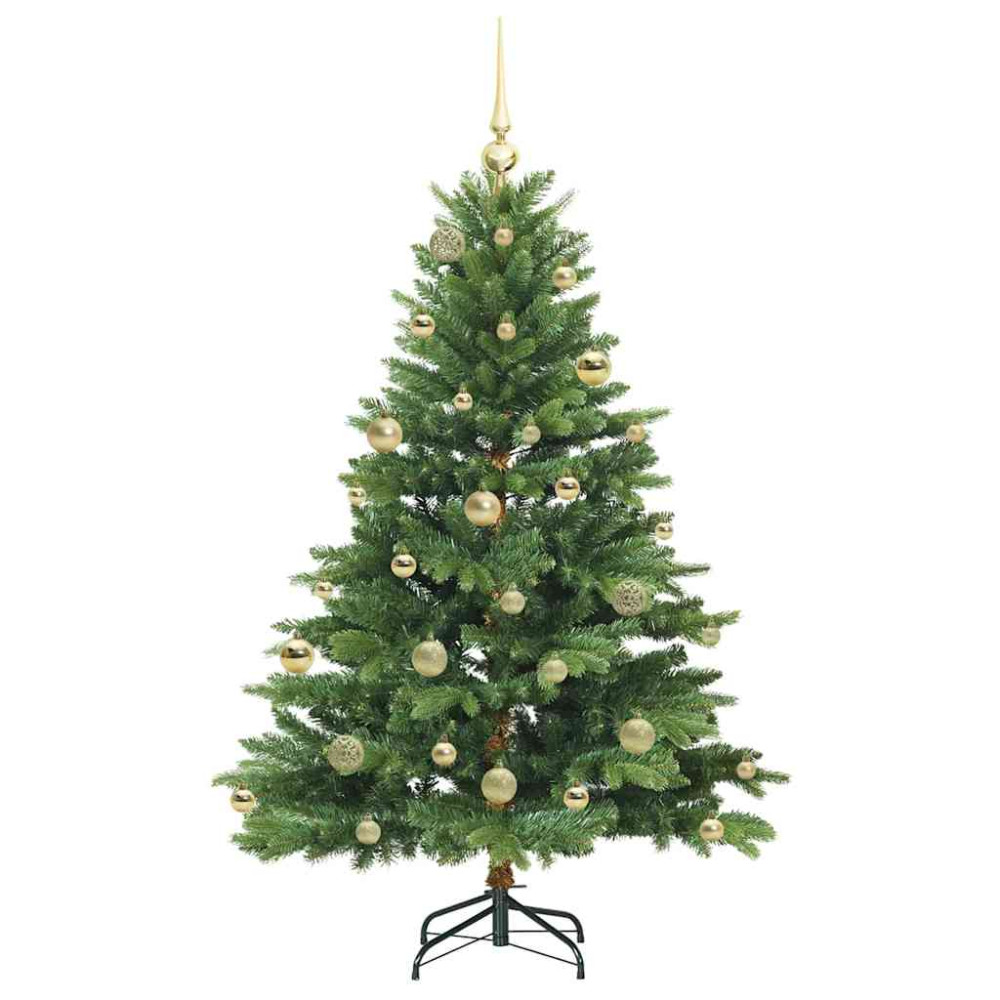 Produktbild för Konstgjord julgran med 150 LED-lampor Grön 150 cm PE och PVC