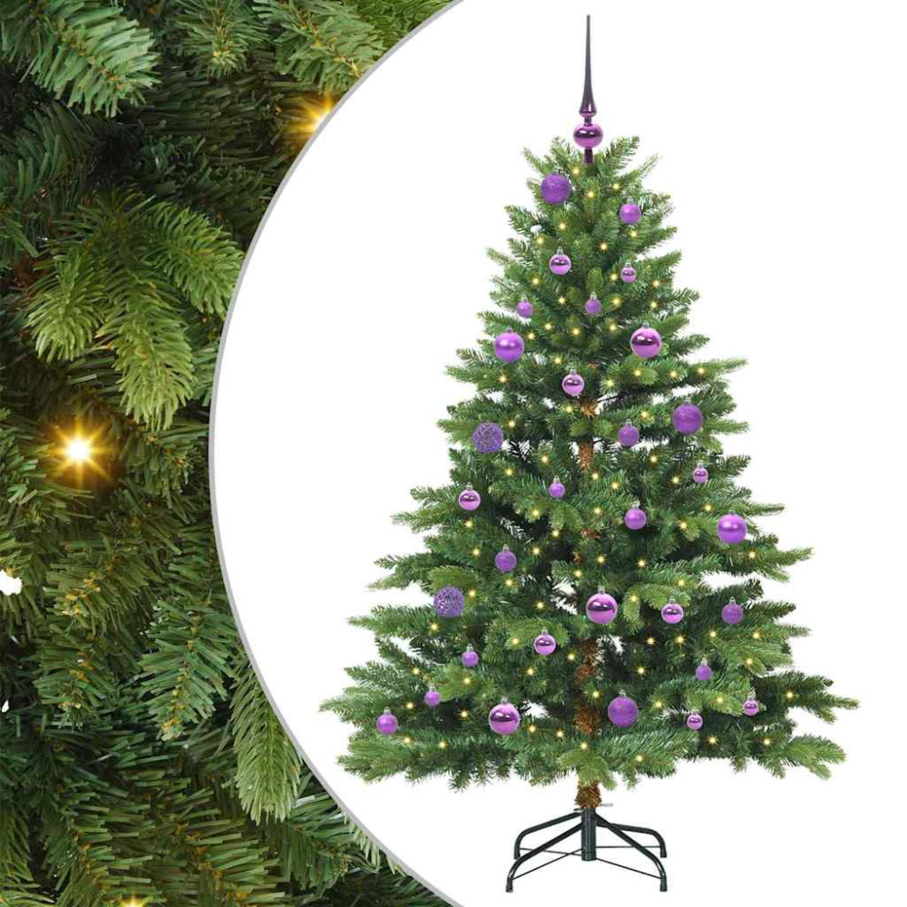Produktbild för Konstgjord julgran med 150 LED-lampor Grön 150 cm PE och PVC