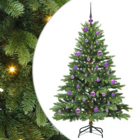 Produktbild för Konstgjord julgran med 150 LED-lampor Grön 150 cm PE och PVC