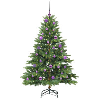Produktbild för Konstgjord julgran med 150 LED-lampor Grön 150 cm PE och PVC