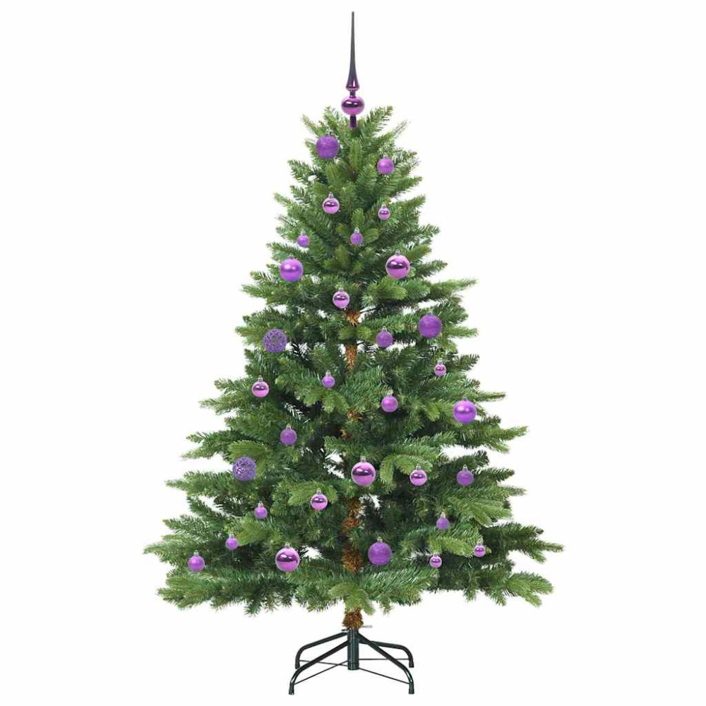 Produktbild för Konstgjord julgran med 150 LED-lampor Grön 150 cm PE och PVC