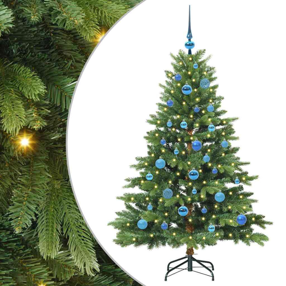 Produktbild för Konstgjord julgran med 150 LED-lampor Grön 150 cm PE och PVC