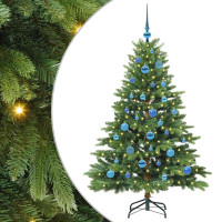 Produktbild för Konstgjord julgran med 150 LED-lampor Grön 150 cm PE och PVC