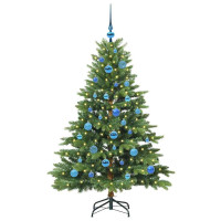 Produktbild för Konstgjord julgran med 150 LED-lampor Grön 150 cm PE och PVC