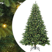 Produktbild för Konstgjord julgran med 300 LED-lampor Grön 180 cm PE och PVC