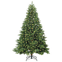 Produktbild för Konstgjord julgran med 300 LED-lampor Grön 180 cm PE och PVC