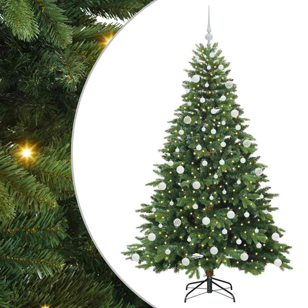 Produktbild för Konstgjord julgran med 300 LED-lampor Grön 180 cm PE och PVC