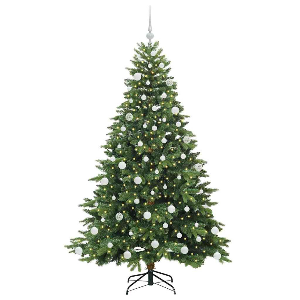 Produktbild för Konstgjord julgran med 300 LED-lampor Grön 180 cm PE och PVC