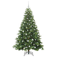 Produktbild för Konstgjord julgran med 300 LED-lampor Grön 180 cm PE och PVC