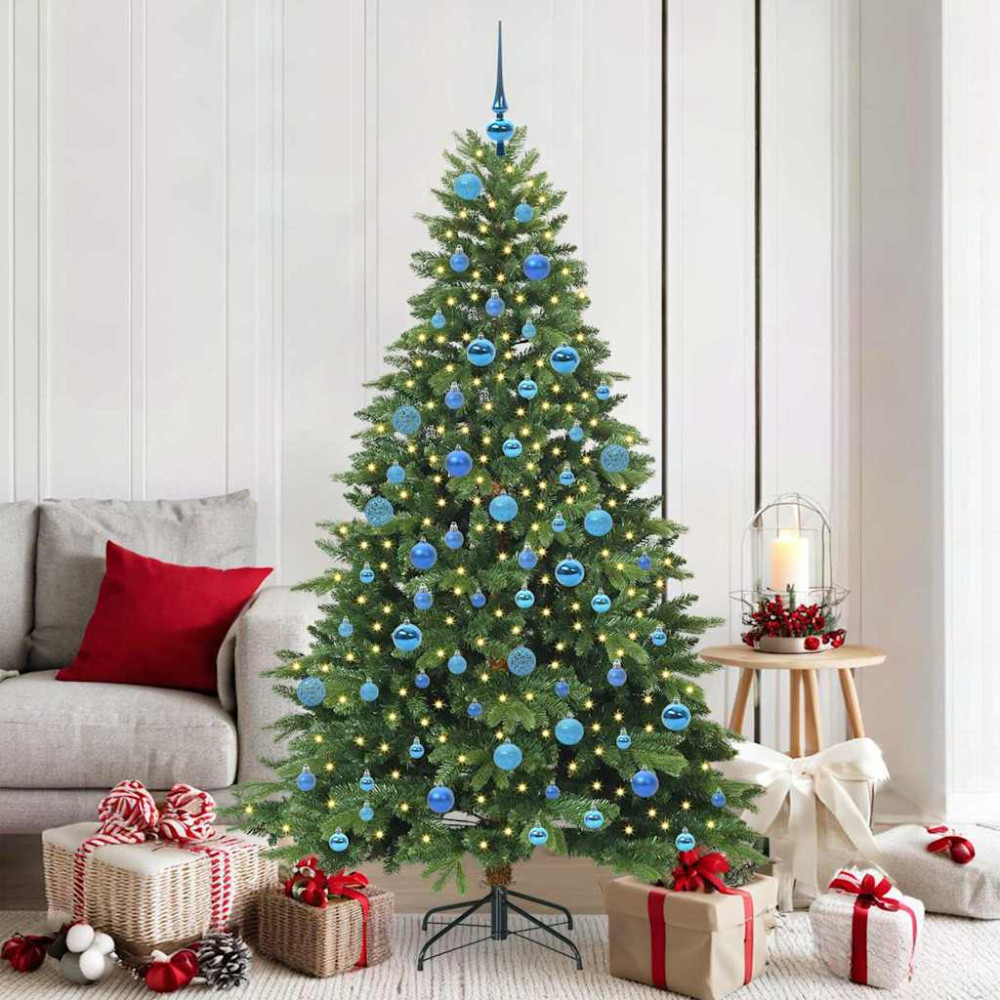 Produktbild för Konstgjord julgran med 300 LED-lampor Grön 180 cm PE och PVC