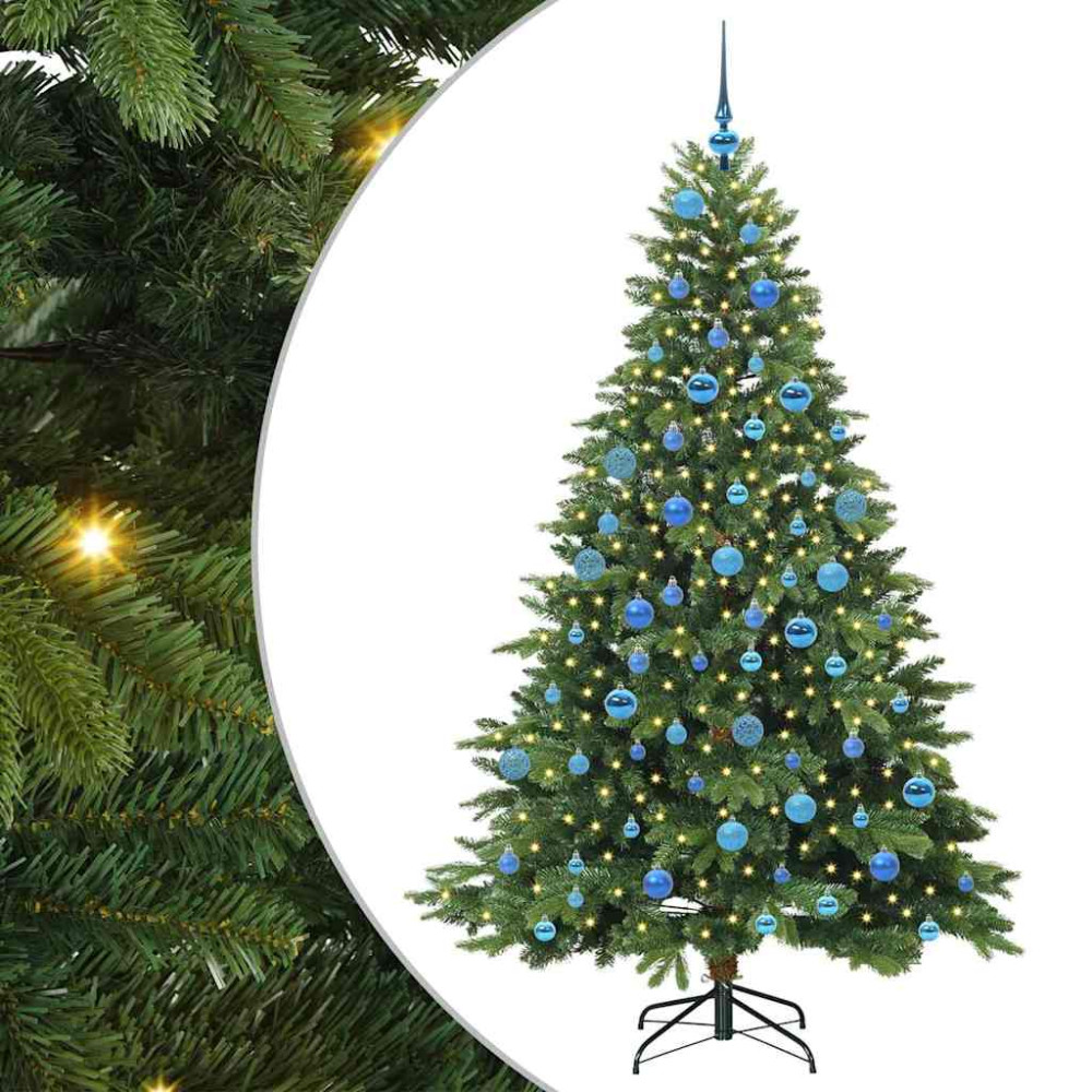 Produktbild för Konstgjord julgran med 300 LED-lampor Grön 180 cm PE och PVC