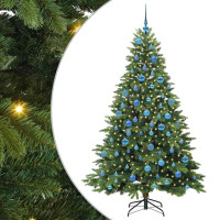 Produktbild för Konstgjord julgran med 300 LED-lampor Grön 180 cm PE och PVC