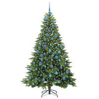 Produktbild för Konstgjord julgran med 300 LED-lampor Grön 180 cm PE och PVC