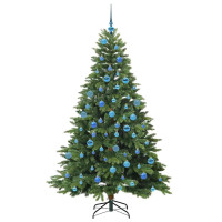 Produktbild för Konstgjord julgran med 300 LED-lampor Grön 180 cm PE och PVC
