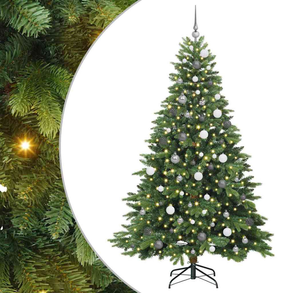 Produktbild för Konstgjord julgran med 300 LED-lampor Grön 210 cm PE och PVC
