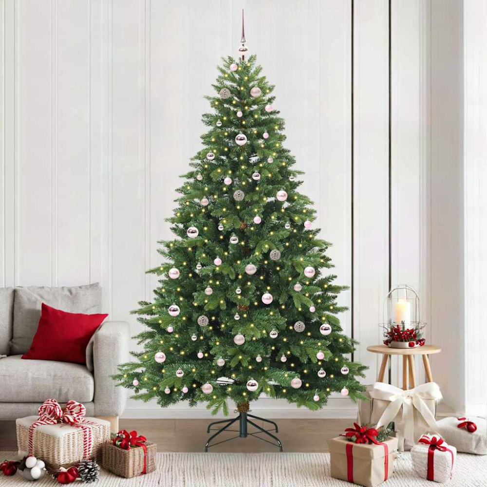 Produktbild för Konstgjord julgran med 300 LED-lampor Grön 210 cm PE och PVC