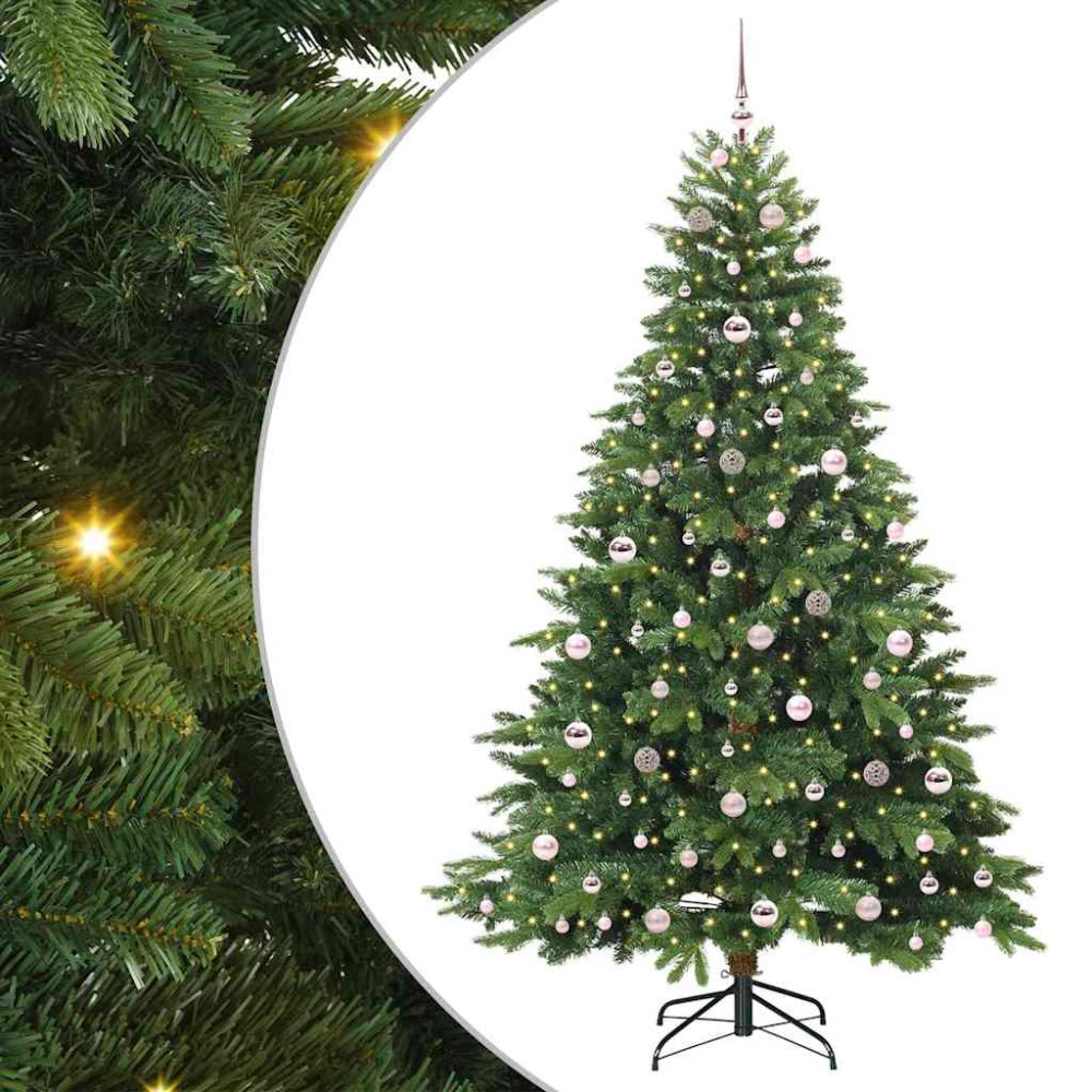 Produktbild för Konstgjord julgran med 300 LED-lampor Grön 210 cm PE och PVC