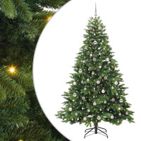 Produktbild för Konstgjord julgran med 300 LED-lampor Grön 210 cm PE och PVC