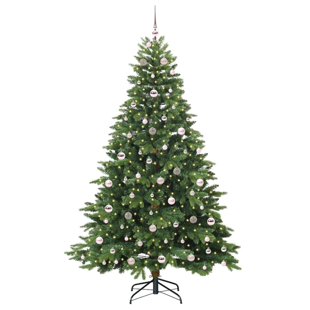 Produktbild för Konstgjord julgran med 300 LED-lampor Grön 210 cm PE och PVC
