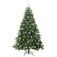 Produktbild för Konstgjord julgran med 300 LED-lampor Grön 210 cm PE och PVC
