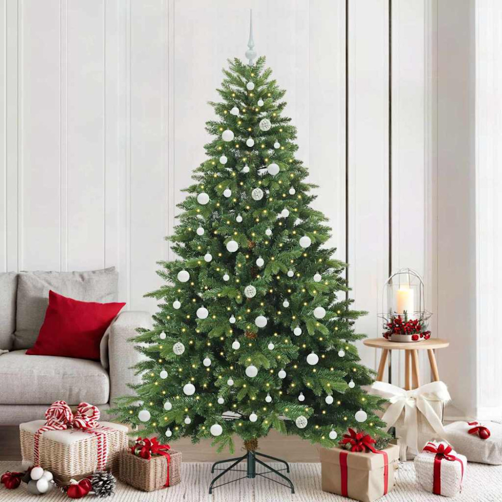 Produktbild för Konstgjord julgran med 300 LED-lampor Grön 210 cm PE och PVC