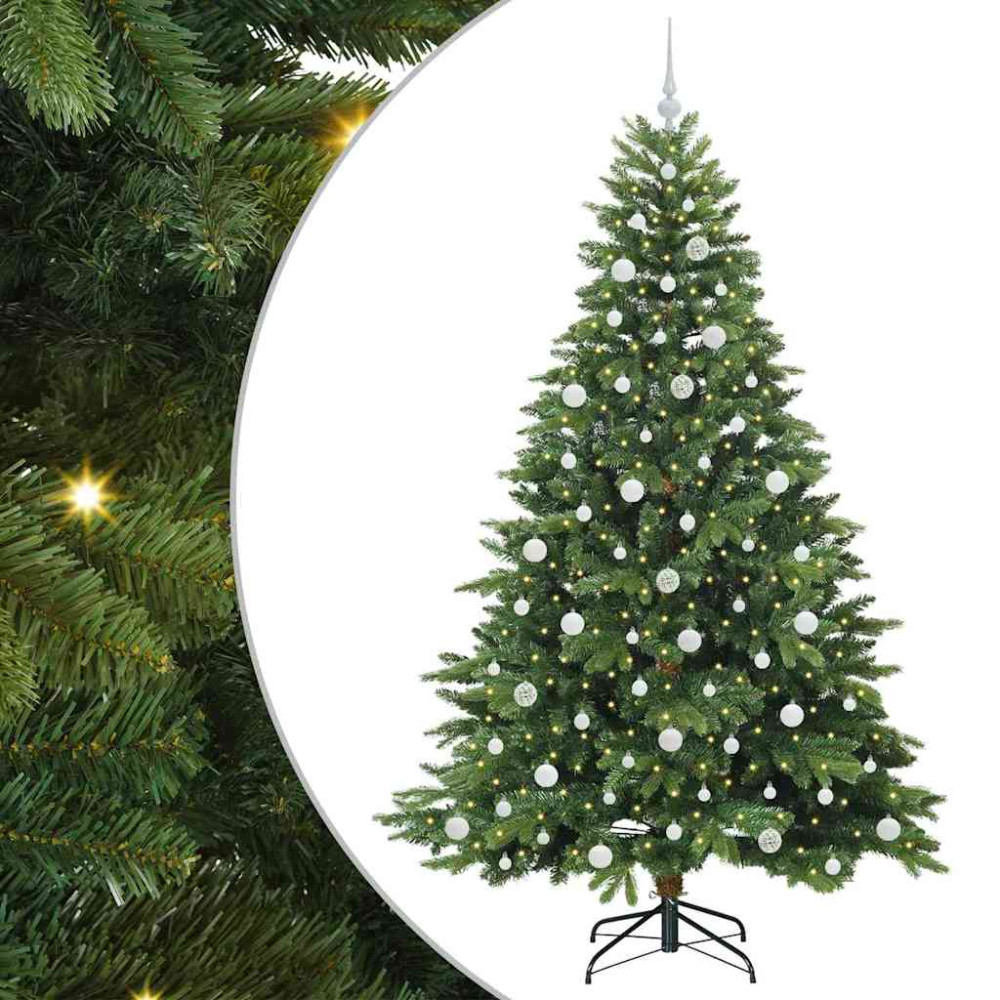 Produktbild för Konstgjord julgran med 300 LED-lampor Grön 210 cm PE och PVC
