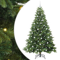 Produktbild för Konstgjord julgran med 300 LED-lampor Grön 210 cm PE och PVC